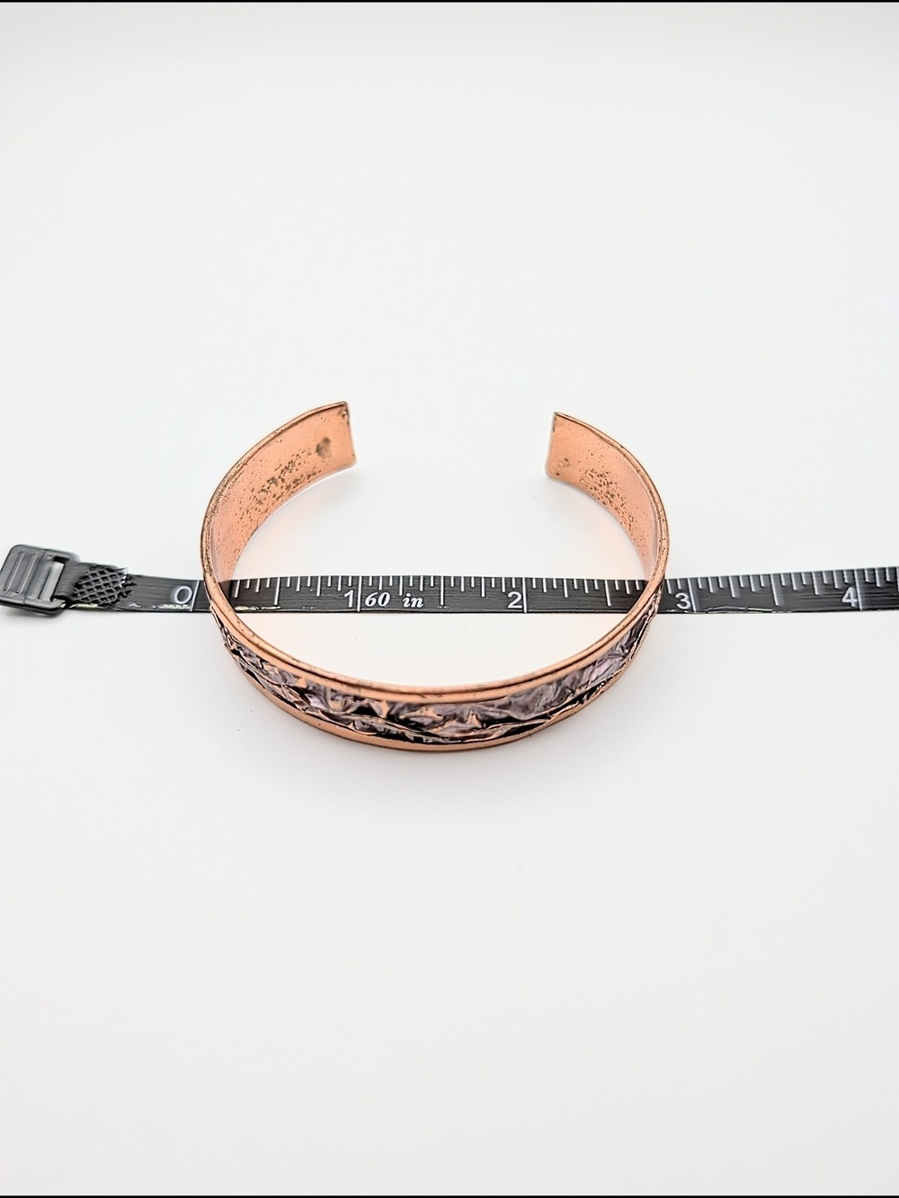 Artisan Textured Copper Cuff Bracelet in Copper and Pink - Picture 4 of 6